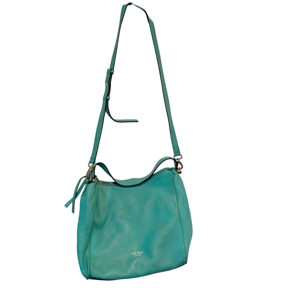 Kate Spade New York Turquoise Pebbled Leather Crossbody Hobo Bag Silver Hardware
